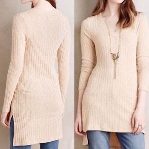 Anthropologie Deletta V-Neck Ribbed Tunic Top XS